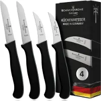 Schwertkrone Schälmesser gebogen & gerade [ SOLINGEN - GERMANY] - Gemüsemesser Obstmesser - Küchenmesser klein scharf Schneidemesser Kartoffelschälmesser - Allzweckmesser (6cm +7,5cm)