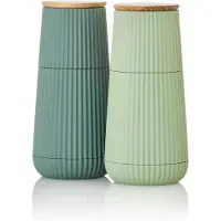 AdHoc Set Pfeffer- und Salzmühle Scape, dark green&light green, CeraCut Ceramic Mahlwerk, Kunststoff / Eichenholz