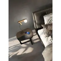 Perenz Fog - Nachttisch-Wandleuchte mit USB und USB-C, 3 W LED + G9, weiße Kugel, 3000 K, verstellbarer Körper, Glasdiffusor - - Gold