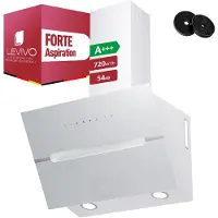 Levivo A+++ Kopffreie Dunstabzugshaube 60cm Umluft & Abluft mit 720 m³/h Luftleistung, Abzugshaube mit 2 Aktivkohlefiltern, 1 Fettfilter, 3 Stufen
