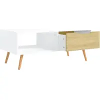 vidaXL Couchtisch Weiß und Sonoma-Eiche 100x49,5x43 cm Holzwerkstoff