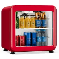 Klarstein Audrey Evo Getränkekühlschrank | 39 x 38 cm | LED-Innenbeleuchtung | 75 W | 42 dB Rot