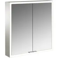Emco prime Lichtspiegelschrank, 600 mm, 2 Türen, Aufputzmodell, 949706361, Farbe: aluminium/weiß