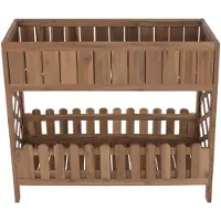Mendler Hochbeet MCW-P83, Blumen-/Pflanzkasten Blumenregal Ablage, Outdoor Akazie Holz MVG- 90x95x31cm hellbraun