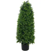MCW Künstlicher Buchsbaum -Q89, Buchs Buxus im Topf Dekobaum Kunstpflanze Kegel naturgetreu immergrün Outdoor 90x35x35cm
