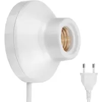 Ledscom.de Wandleuchte/Lampenfassung ELEKTRA, Stecker, Schalter, Porzellan, weiß glänzend, rund, 1x E27 max. 300W
