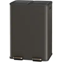 Songmics Mülleimer Küche, 2 x 30 Liter, 2 Fächer, Abfalleimer, Tretmülleimer, Softclose-Deckel, Edelstahl, schiefergrau