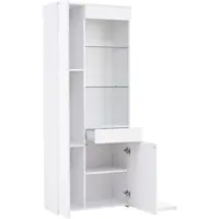 OKWISH Vitrine mit Schubladen LED Beleuchtung Wohnzimmer 70x35x180cm Weiß