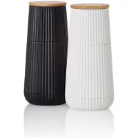 AdHoc Set Pfeffer- und Salzmühle Scape, black&white, CeraCut Ceramic Mahlwerk, Kunststoff / Eichenholz