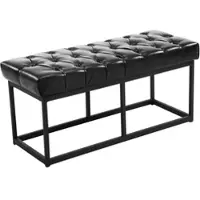 DELUKE Sitzbank MEXICO Kunstleder Schwarz 100x38x46cm Sitzbank Flur Sitzhocker Esszimmerbank Polsterbank Schlafzimmer
