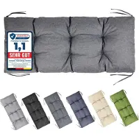 Garronda Bankauflage 120x50 cm ca. 10 cm dick Sitzkissen Outdoor für Gartenbank und Hollywoodschaukel Polster Auflage für Sitzbank wasserabweisend UV-beständig mit Bändern GD-0219 Graphit