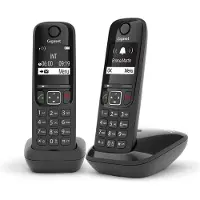 Gigaset AS690 Duo, Analoges/DECT-Telefon, Kabelloses Mobilteil, 100 Eintragungen, Schwarz