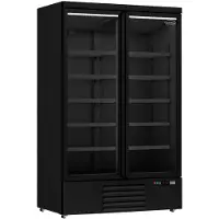 CombiSteel Glastürkühlschrank auf Rollen, mit 2 Türen, Inhalt 1000 Liter, Schwarz, BTH 1253 x 710 x 1997 mm