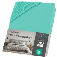NYVI Jersey Spannbettlaken DreamScience für Matratzen bis 22 cm Höhe - Weich & Anschmiegsam, Rundumgummizug, Bügelfrei 90x200 - 100x200 cm mint