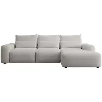 Selsey Carnos – Ecksofa mit Schlaffunktion, Lendenkissen, wasserabweisendem Chenille, Grau, rechts