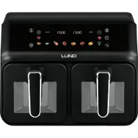 LUND Fritteuse ohne Öl, 2200W, 4 Liter + 4 Liter, schwarz