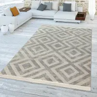 TT Home In-& Outdoorteppich Wetterfest Balkon Teppich Küche Rauten Design Soft Skandi Design Geometrisches Design Größe 160 cm Rund