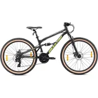 Bikestar Vollgefedert Aluminium Mountainbike 26 Zoll, 21 Gang Shimano Schaltung mit Scheibenbremse | 16 Zoll Rahmen Fully MTB Erwachsenen- und Jugendfahrrad | Schwarz