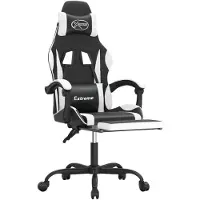 vidaXL Gaming-Stuhl mit Fußstütze Schwarz und Weiß Kunstleder