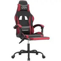vidaXL Gaming-Stuhl mit Fußstütze Schwarz und Weinrot Kunstleder