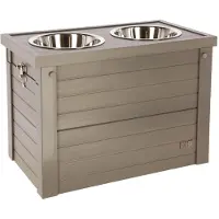 Kerbl ECO-Futter- und Trinkbar (54x30x39,5cm, 2x1200ml) grau/braun 80529