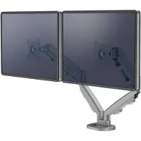 Fellowes Dual Monitorarm Eppa, bis 39" Gesamtbreite, VESA, dreh-/schwenk-/neig-/höhenverstellbar, silber