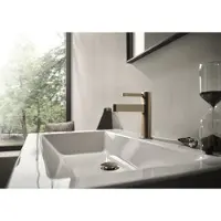 Hansgrohe Finoris Einhebel-Waschtischarmatur 100 CoolStart mit Push-Open Ablaufgarnitur, Ausladung 126mm, 76012140, Farbe: Brushed Bronze