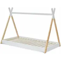 Sweeek - Tipi-Kinderbett 90 x 190 cm Kiefernholz mit Lattenrost - Weiß