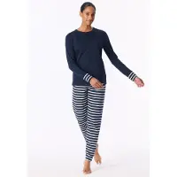 Schiesser Schlafanzug "Casual Essentials" 2 tlg. Baumwolle, Rundhalsausschnitt, langärmelig