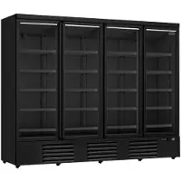 CombiSteel Glastürkühlschrank auf Rollen, mit 4 Türen, Inhalt 2025 Liter, Schwarz, BTH 2508 x 710 x 1997 mm