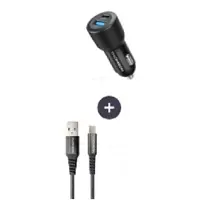 Thomson Ladegerät + Kabelset – – 60-W-Autoladegerät – USB-A-auf-C-Kabel (3 A) – Länge 1,5 m