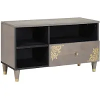 vidaXL TV-Schränk mit Schubladen Grau 80 x 33 x 46 cm Massivholz Mango