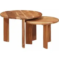 vidaXL Nesting-Couchtische 2 stk. Braun Ø 50 x 40 cm Massivholz Akazie