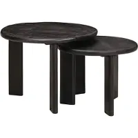 vidaXL Nesting-Couchtische 2 stk. Schwarz Ø 50 x 40 cm