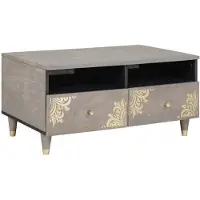 vidaXL Couchtisch mit Schubladen Grau 80 x 54 x 40 cm Massivholz Mango