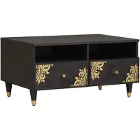 vidaXL Couchtisch Schwarz 80 x 54 x 40 cm Massivholz Mango