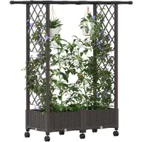 vidaXL Hochbeet mit Rankgitter und Dach Braun 122,5 x 40 x 127 cm PP