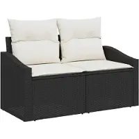 vidaXL Gartensofa-set mit Kissen 8 pcs Schwarz Poly-Rattan