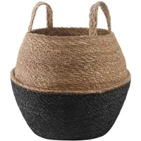 vidaXL Pflanzenkübel mit Griffen Schwarz Ø 32 x 32 cm 100% Seegras