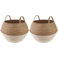vidaXL Pflanzenkübel mit Griffen 2 stk. Weiß Ø 45 x 36 cm 100% Seegras