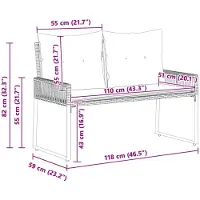vidaXL Bank Outdoor 2 -Seater 4 stk. 110 x 59 x 82 cm Poly-Rattan