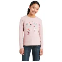Ariat Kindershirt Powder Ponies, Langarm, ash rose, Kindergrößen:128