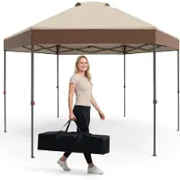 Costway Pavillon 3,6x3,6m, Pop Up Pavillon sechseckig wasserfest, Gartenpavillon mit verstellbarer Höhe, Sonnenschutz & Tragetasche, Partyzelt faltbar