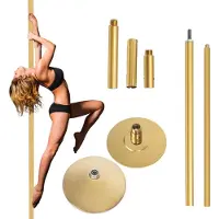 TRUTZHOLM Pole Dance Tanzstange Gold Profi 231 - 274 cm Ø 45 mm Tabledance Static & ohne Bohren