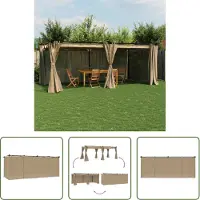 The Living Store Pavillon mit Vorhängen Taupe 6x3 m Stahl