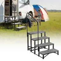 Vevor Wohnmobiltreppe 4 Stufen Einstiegshilfe 299,38 kg Tragkraft Wohnmobil Trittstufe mit Antirutschmatte Außentreppe für Camper Wohnwagen Mobilheim Pool Spa Standtreppe für Senioren Hunde Schwarz