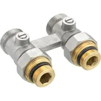 Cornat Hahnblock für Ventil-Heizkörper, selbstdichtend, absperrbar, 1/2 Zoll x 3/4 Zoll AG, Durchgangsform