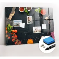 Coloray Magnetische Wandnotiztafel - Weißer Marker + Schwamm + Magnete 100 x 70 cm - Küchenzubehör