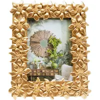 Kare Bilderrahmen DESIGN "Flower 13x18cm", gold, B:20,5cm H:25,5cm T:2,8cm, Polyester, Polyresin, Bilderrahmen, Bilderrahmen