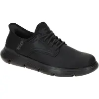 SKECHERS SLIP-INS Herren sportliche Slipper GERVIN Schwarz Leder SynthetikGröße:411/2